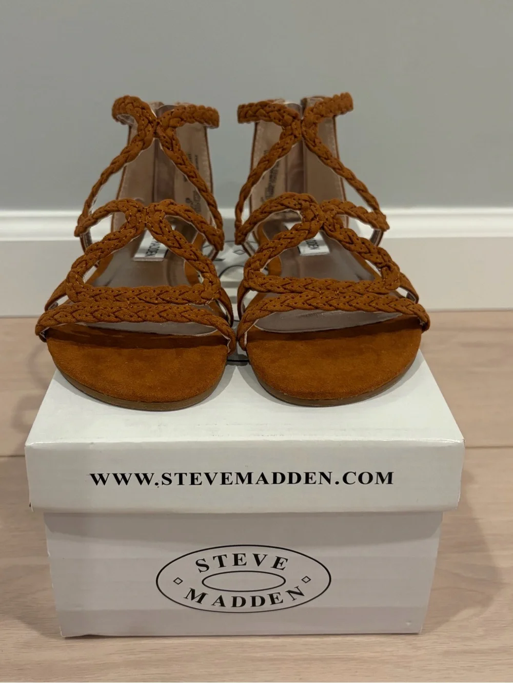 Steve Madden Braided Strappy Sandals — Tan Brown